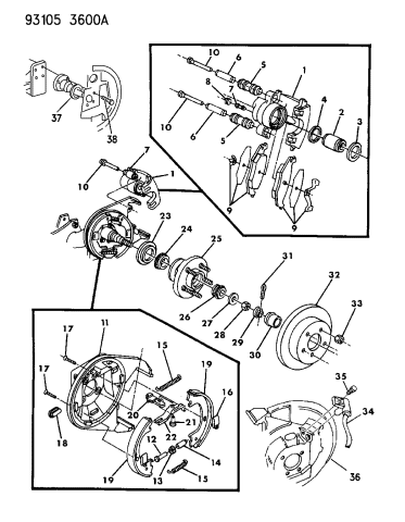 Brakes, Rear Disc - 1993 Chrysler LeBaron GTC