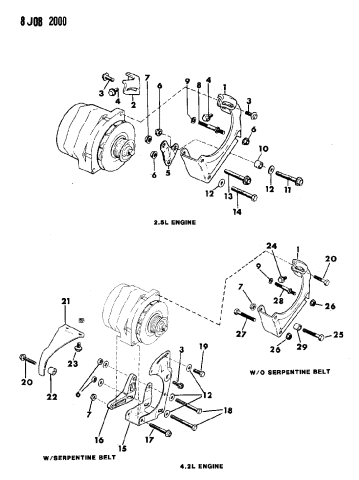 1989 Jeep Wrangler Alternator Mounting Mopar Parts Giant