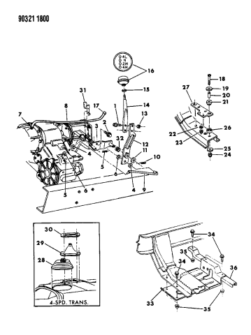 Controls & Mounting, Transfer Case - 1990 Dodge W250