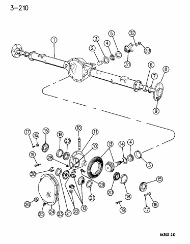 Axle, Rear, With Differential And Carrier - 1994 Dodge Dakota